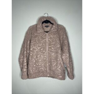 Billabong Tillys Womens Sherpa Jacket Mocha Brown Faux Fur Patterned Zip Up NWT